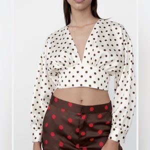 Zara Polka Dot Tie Back Crop Top Size Medium - Limited Edition Join Life